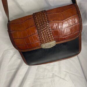 Brighton Gillian Brown and Black Leather Crossbody Shoulder Bag Organizer